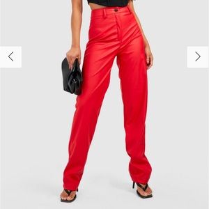 BooHoo faux red leather pants